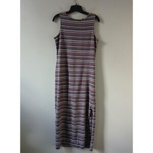 Embassy Row Women's Size S Vintage Maxi Dress Front Slit Sleeveless Striped Knit